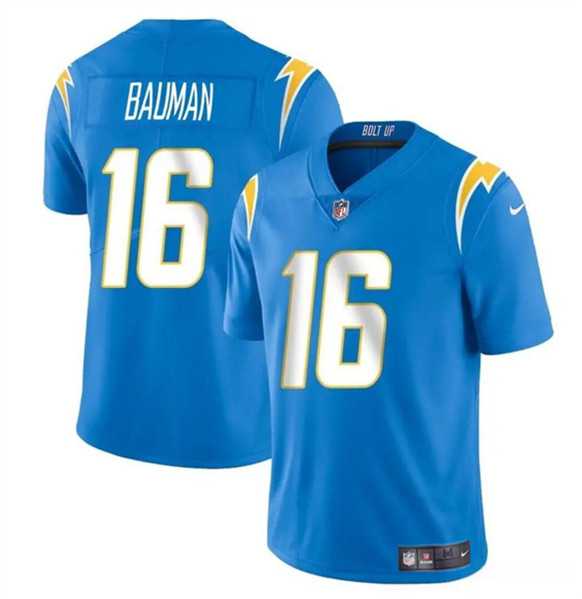Men & Women & Youth Los Angeles Chargers #16 Casey Bauman Blue 2024 Vapor Limited Stitched Jersey->los angeles chargers->NFL Jersey